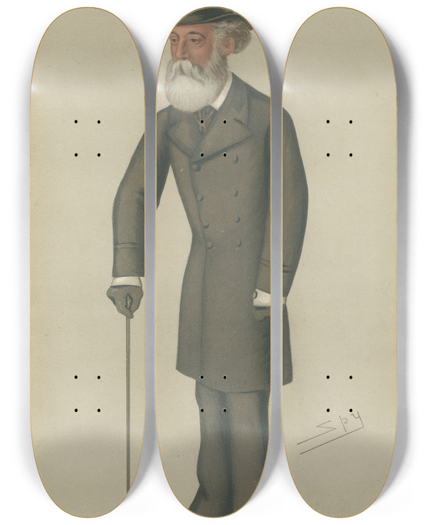 Triptych art skateboard deck of Leslie Matthew Ward Politicians An Irish Property The Marquis Of Headfort March 31 1877 by Leslie Matthew Ward (1851-1922)