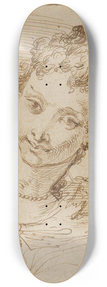 Francesco Fontebasso - Elegant Young Woman with a Pearl Necklace 8.25 inch art skate deck