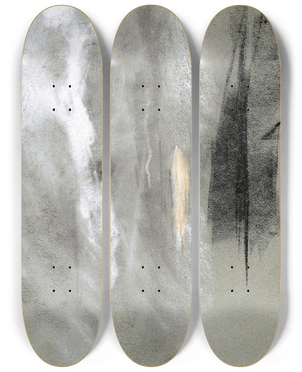 Triptych art skateboard deck of Willem Witsen Landschap In De Schemering by Willem Witsen (1860-1923)