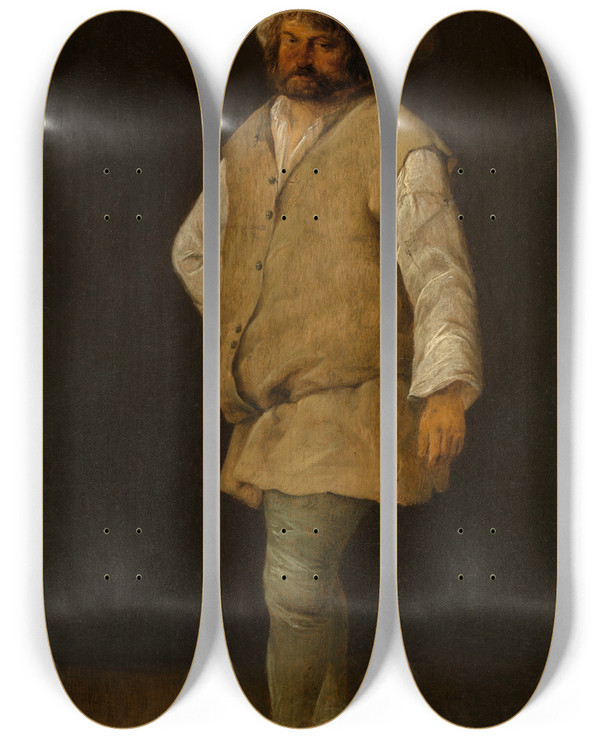 Triptych art skateboard deck of Adriaen Brouwer A Porter by Adriaen Brouwer (1605-1638)