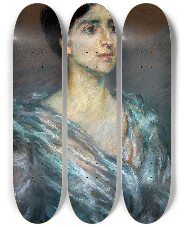 Triptych art skateboard deck of Alice Pike Barney Marianne Girard by Alice Pike Barney (1857-1931)