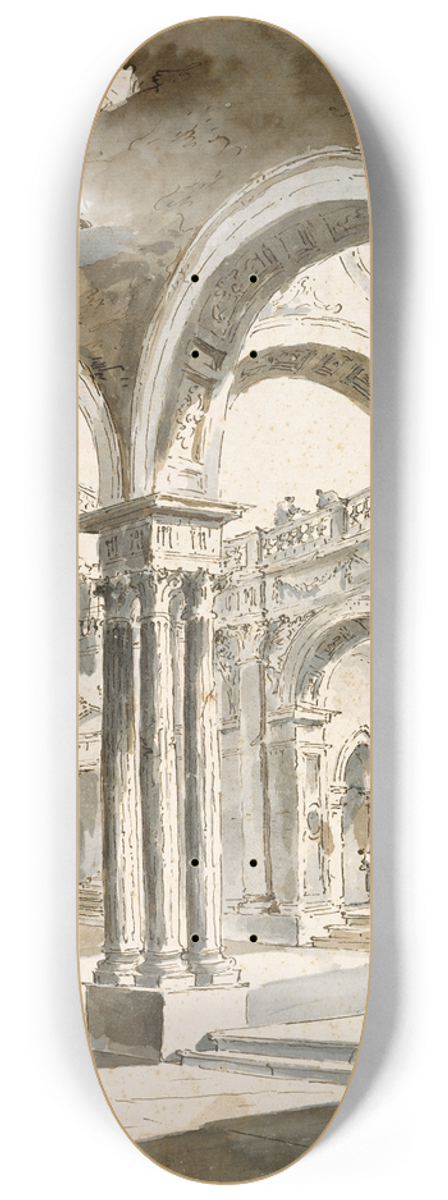 Francesco Guardi - A Colonnade, Partly Ruined, with Figures 8.25 inch art skate deck
