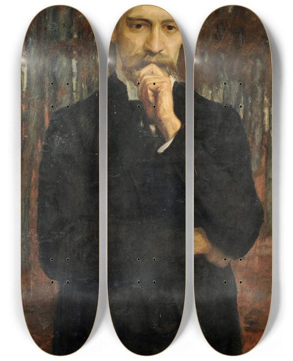 Triptych art skateboard deck of Heinrich Altherr Portrait Of The Painter Hermann Meyer My Friend Hermann Meyer by Heinrich Altherr (1878-1947)