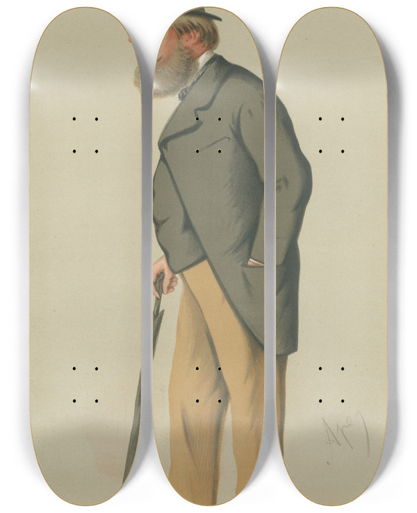 Triptych art skateboard deck of Carlo Pellegrini Military And Navy Guards Prince Edward Of Saxeweimar October 30 1875 by Carlo Pellegrini (1839-1889)
