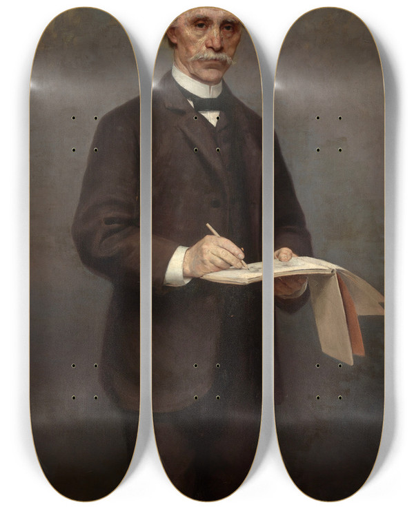 Triptych art skateboard deck of Stanisaw Cercha Portrait Of Maksymilian Cercha by Stanislaw Cercha (1867-1919)