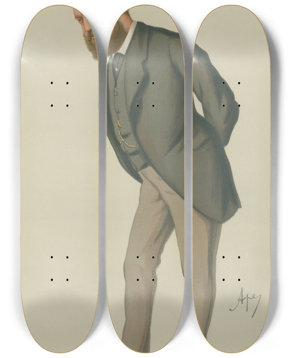 Triptych art skateboard deck of Carlo Pellegrini Military And Navy War The Right Hon Frederick Arthur Stanley May 24 1879 by Carlo Pellegrini (1839-1889)
