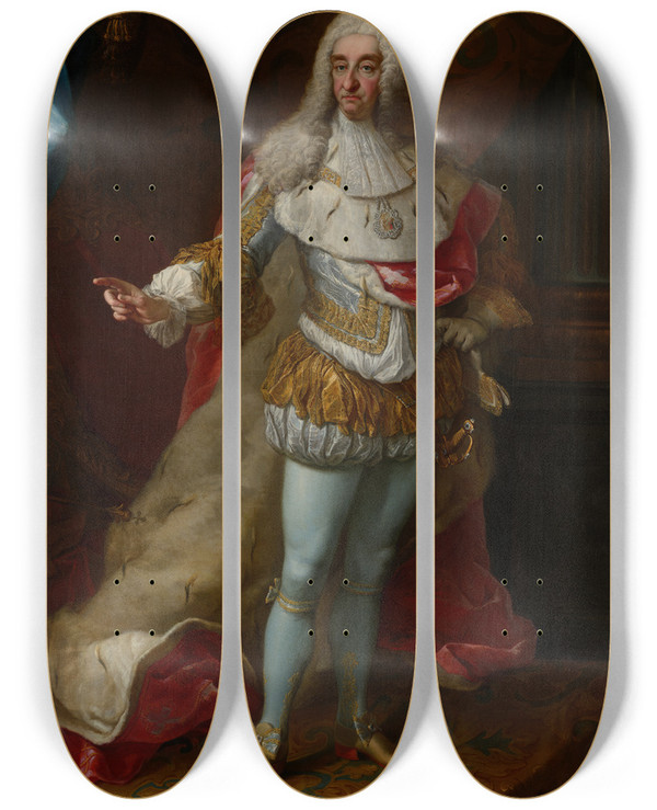 Triptych art skateboard deck of Martin Van Meytens Vittorio Amedeo Ii In Maest by Martin Van Meytens (1695-1770)