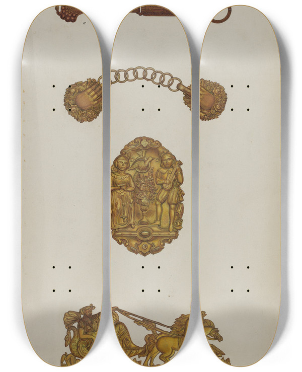Triptych art skateboard deck of Helen Bronson Tieback_5 by Helen Bronson