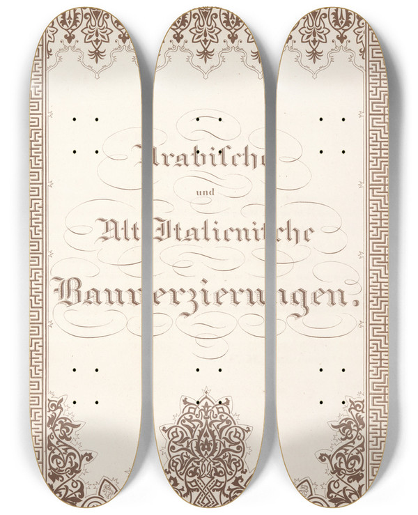 Triptych art skateboard deck of Friedrich Maximilian Hessemer Title Page by Friedrich Maximilian Hessemer (1800-1860)