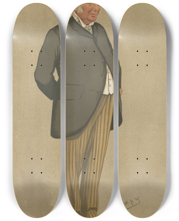 Triptych art skateboard deck of Leslie Matthew Ward Railway Officials North Western Sir George Findlay 29 October 1892 by Leslie Matthew Ward (1851-1922)