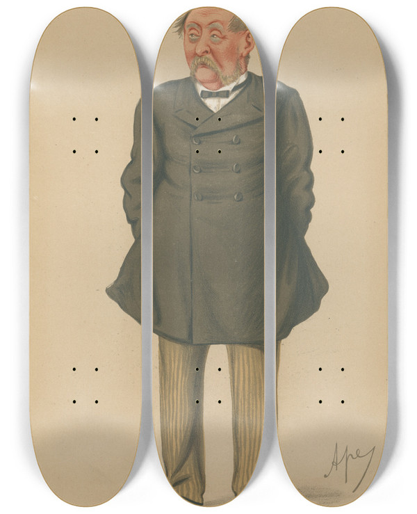 Triptych art skateboard deck of Carlo Pellegrini Politicians Bombay The Right Hon Sir William Robert Seymour Vesey Fitzgerald May 2 1874 by Carlo Pellegrini (1839-1889)