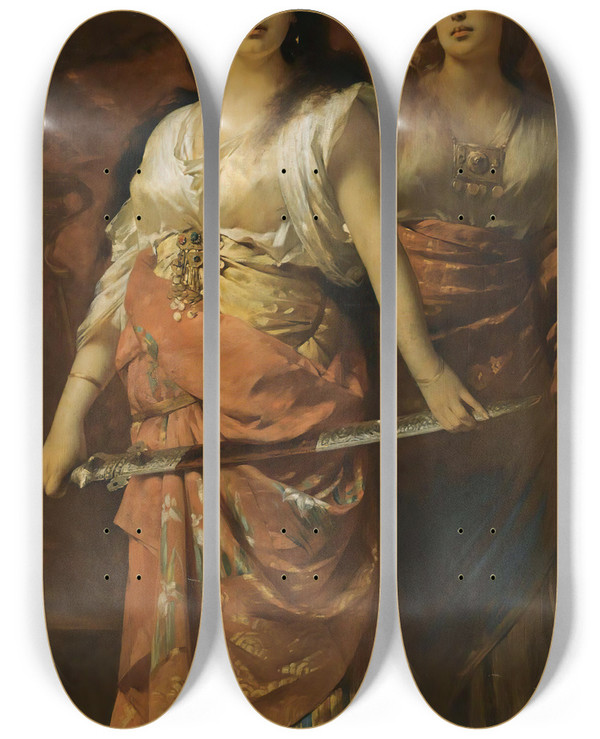 Triptych art skateboard deck of Nathaniel Sichel Judith by Nathaniel Sichel (1843-1907)