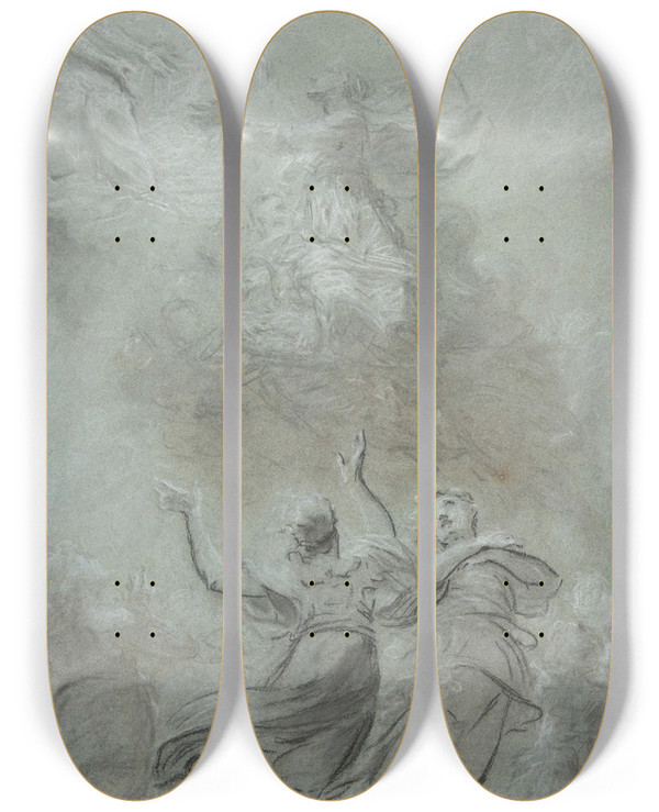 Triptych art skateboard deck of Pierrepaul Prudhon The Assumption Of The Virgin_2 by Pierre-Paul Prud'hon (1758-1823)