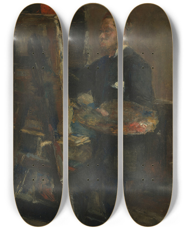 Triptych art skateboard deck of James Ensor The Painter Alfred William Finch by James Ensor (1860-1949)