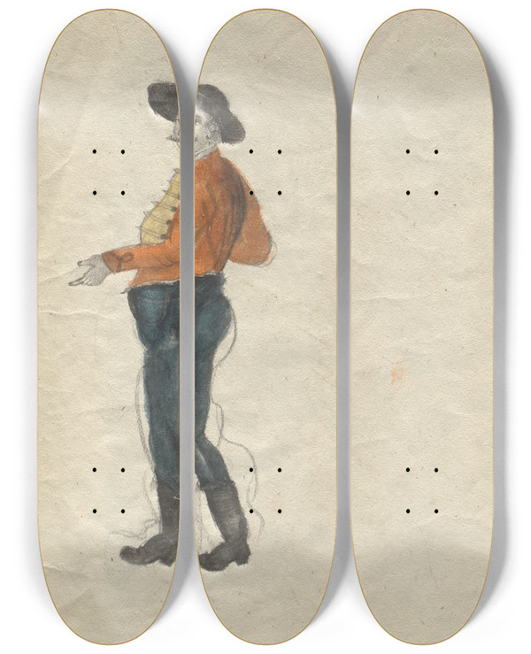 Triptych art skateboard deck of Hans Thoma Sketchbook_3 by Hans Thoma (1839-1924)
