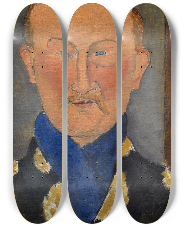 Triptych art skateboard deck of Amedeo Modigliani Lon Bakst by Amedeo Modigliani (1884-1920)
