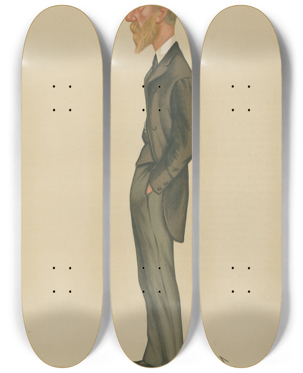 Triptych art skateboard deck of Leslie Matthew Ward Politicians A Good Fellow Lord Edward Cavendish Oct 2 1886 by Leslie Matthew Ward (1851-1922)