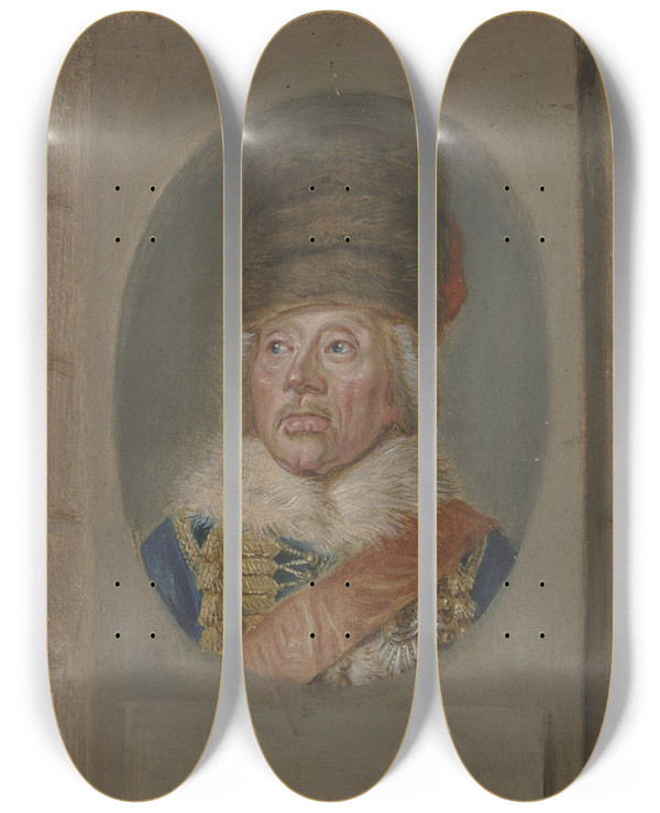 Triptych art skateboard deck of Daniel Nikolaus Chodowiecki Brustbildnis Des Generals Ziethen Im Oval Rechteckig Gerahmt by Daniel Nikolaus Chodowiecki (1726-1801)
