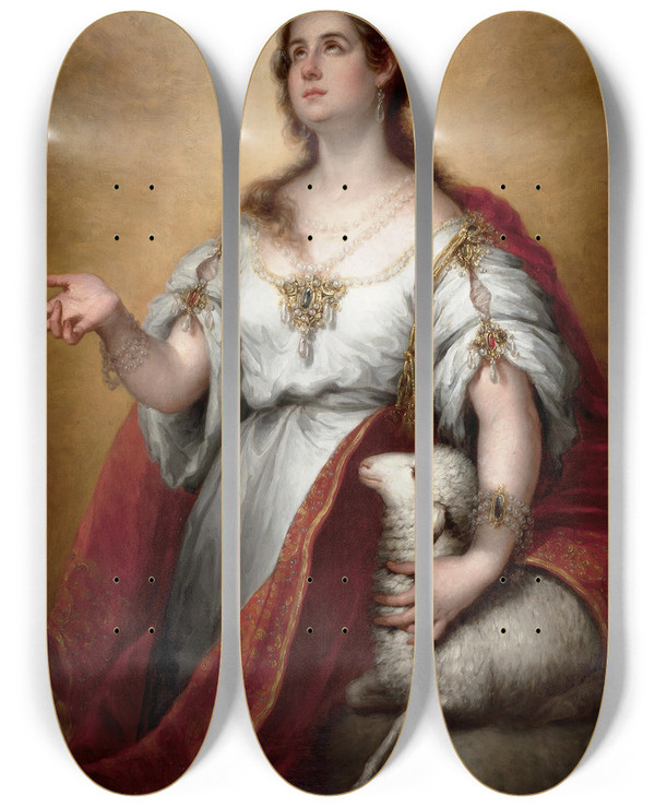 Triptych art skateboard deck of Jos Gutirrez De La Vega  Alegora Del Nuevo Testamento by Jos Gutirrez de la Vega (1791-1865)