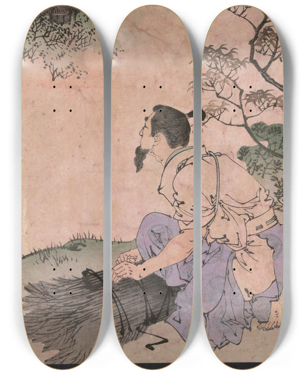 Triptych art skateboard deck of Tsukioka Yoshitoshi Kshi No Tsuki_1 by Tsukioka Yoshitoshi (1839-1892)