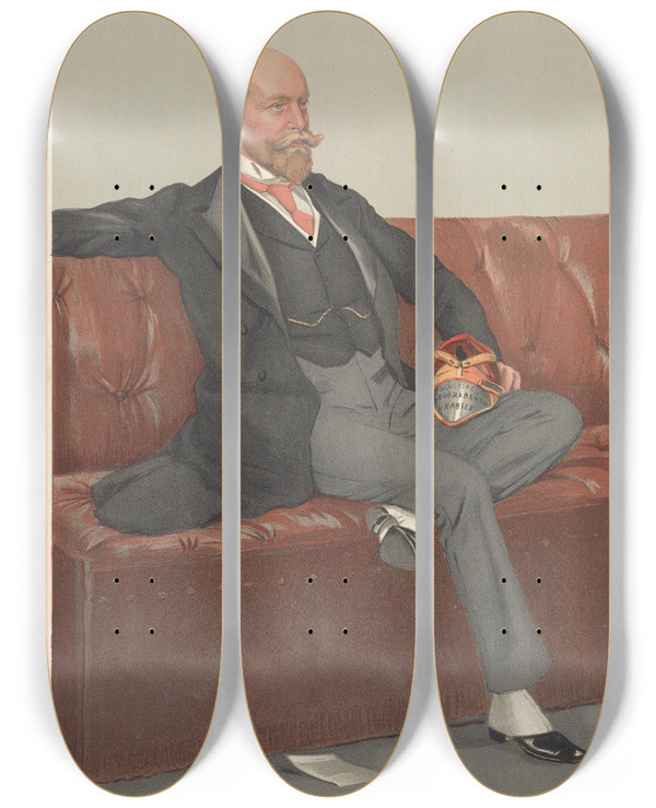 Triptych art skateboard deck of Leslie Matthew Ward Politicians Chairman Of Committees In The Lords The Earl Of Onslow 20 April 1905 by Leslie Matthew Ward (1851-1922)