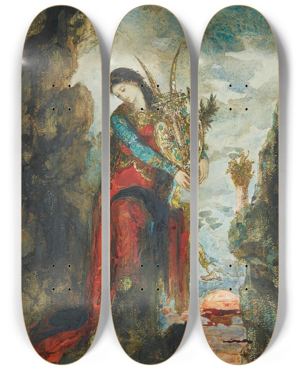 Triptych art skateboard deck of Gustave Moreau Sappho by Gustave Moreau (1826-1898)