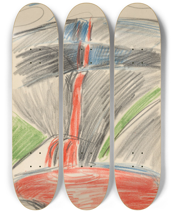 Triptych art skateboard deck of Edvard Munch Cascade Of Blood by Edvard Munch (1863-1944)