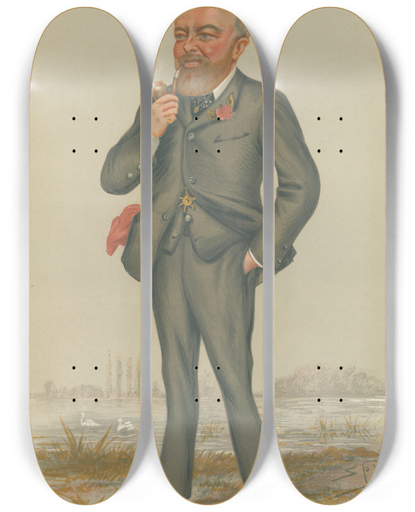 Triptych art skateboard deck of Leslie Matthew Ward Politicians Roger Sir Roger William Henry Palmer January 31 1880 by Leslie Matthew Ward (1851-1922)