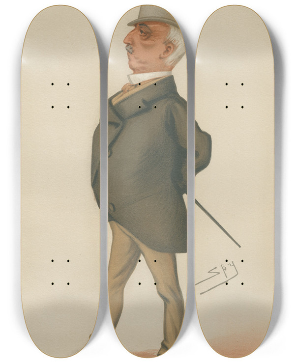 Triptych art skateboard deck of Leslie Matthew Ward Military And Navy A Soldier General Lord George Augustus Frederick Paget October 13 1877 by Leslie Matthew Ward (1851-1922)