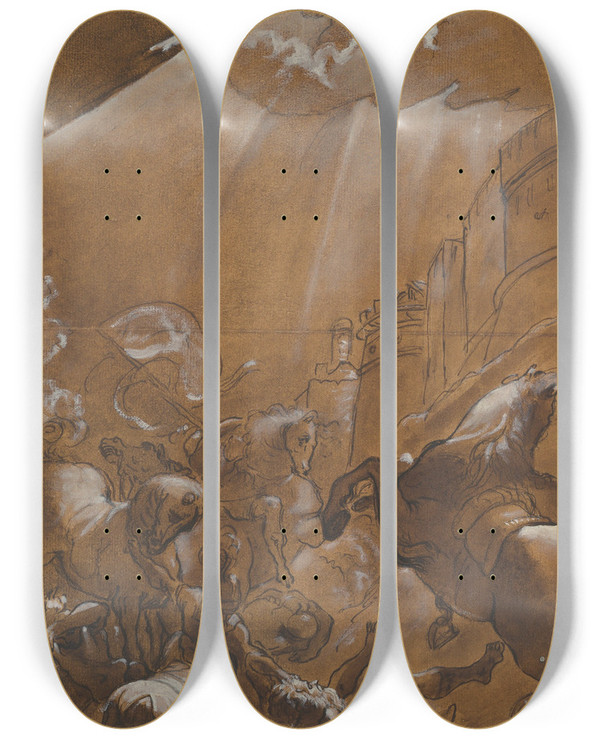 Triptych art skateboard deck of Ludovico Carracci The Conversion Of Saint Paul by Ludovico Carracci (1555-1619)