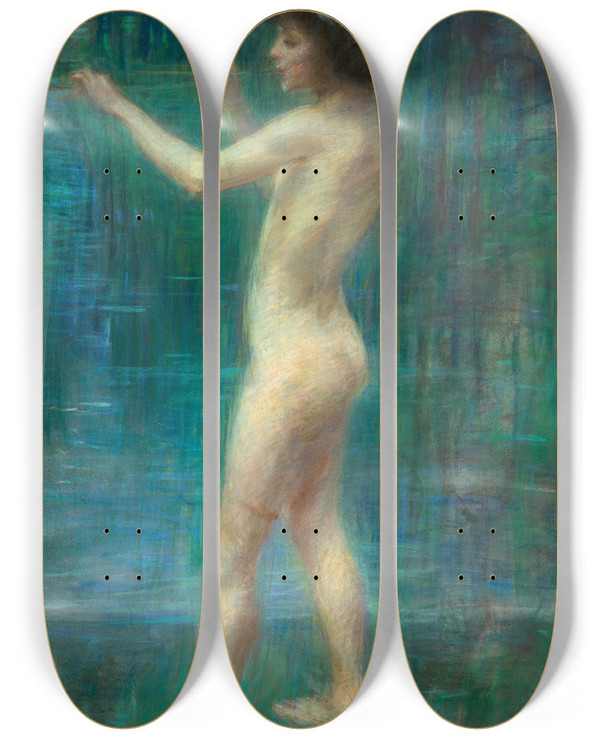 Triptych art skateboard deck of Alice Pike Barney Arcady by Alice Pike Barney (1857-1931)