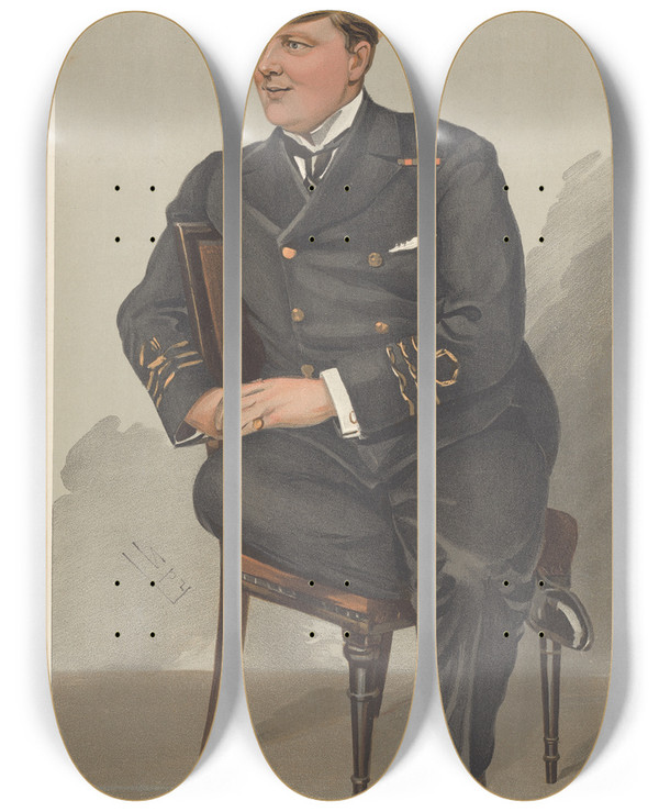 Triptych art skateboard deck of Leslie Matthew Ward Military And Navy Rupert Hon Rupert Guinness November 9 1905 by Leslie Matthew Ward (1851-1922)
