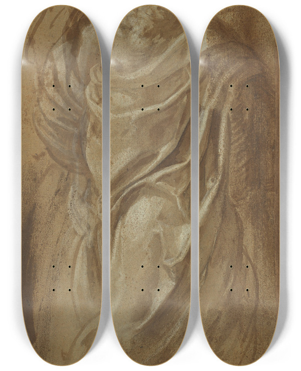Triptych art skateboard deck of Girolamo Muziano A Standing Man In Classical Drapery by Girolamo Muziano (1532-1592)