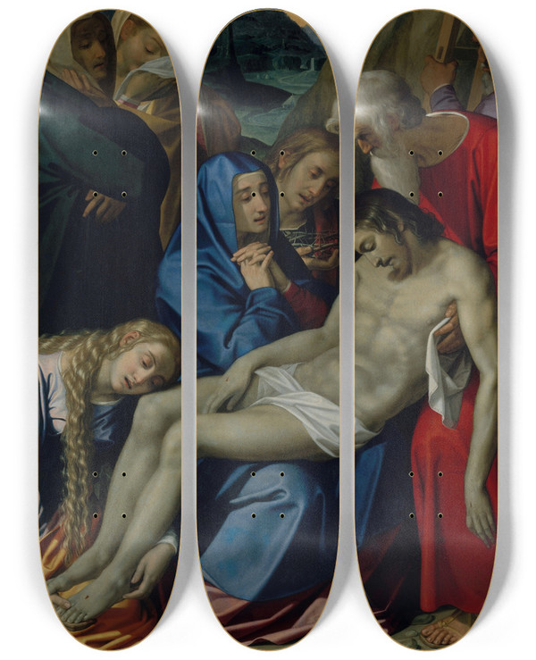Triptych art skateboard deck of Scipione Pulzone The Lamentation by Scipione Pulzone (1546-1598)