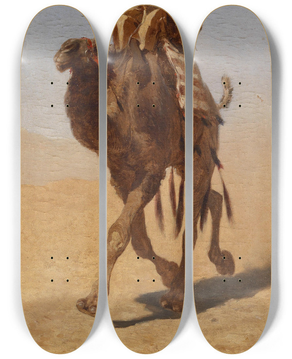 Triptych art skateboard deck of Carl Rudolf Huber Kamelreiter by Carl Rudolf Huber (1839-1896)