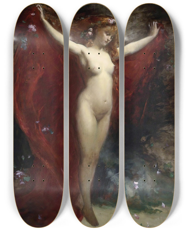 Triptych art skateboard deck of Carolusduran Vision by Carolus Duran (1837-1917)
