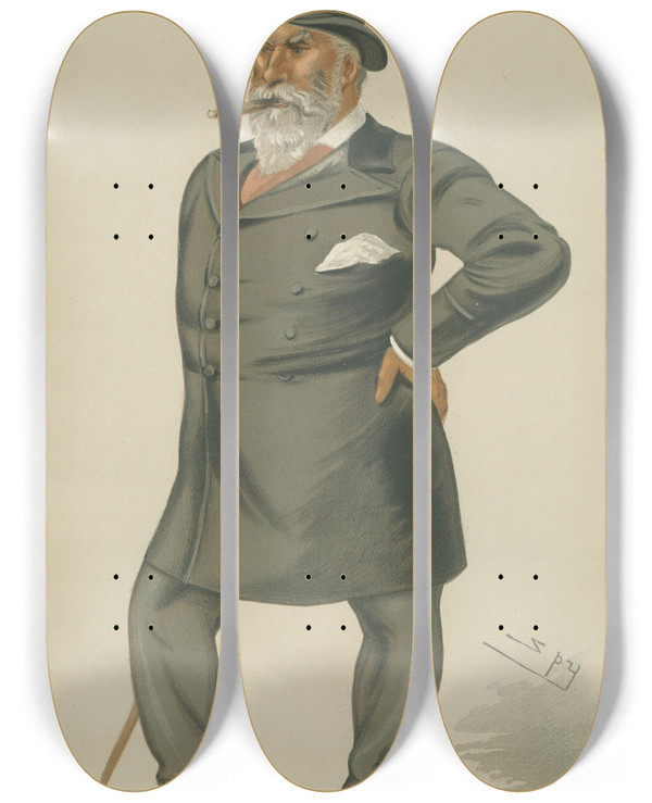 Triptych art skateboard deck of Leslie Matthew Ward Military And Navy Army Court And Volunteers Colonel The Hon Charles Hugh Lindsay December 23 1882 by Leslie Matthew Ward (1851-1922)