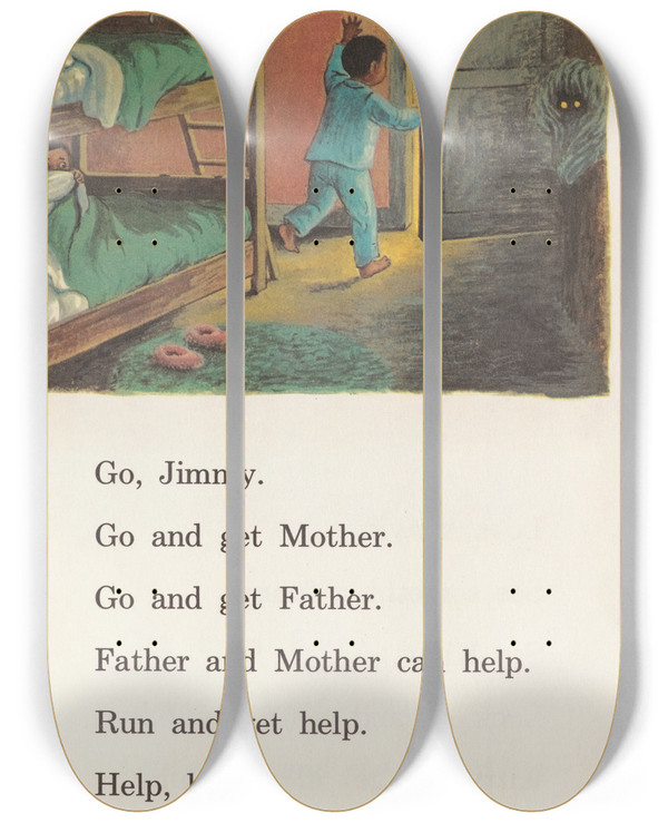 Triptych art skateboard deck of Ruth Ives Laugh With Larry Pl43 by Ruth Ives (1914)