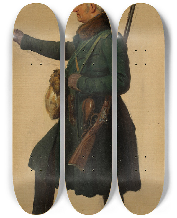 Triptych art skateboard deck of Johann Baptist Kirner Freiherr Von Blittersdorff by Johann Baptist Kirner (1806-1866)