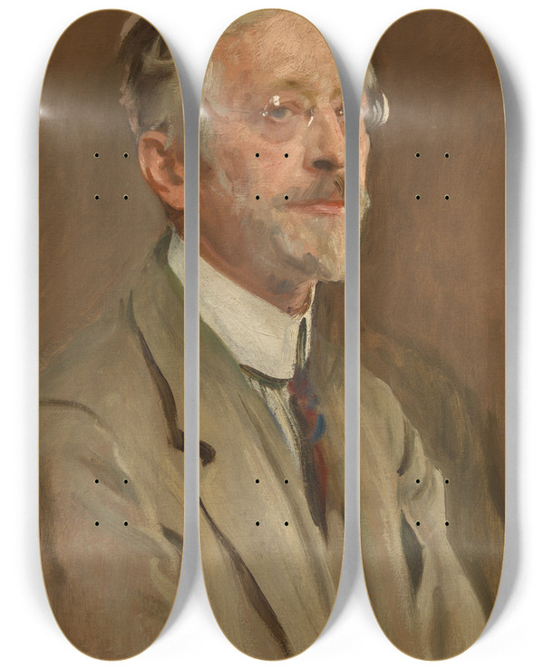 Triptych art skateboard deck of John Singer Sargent Charles Herbert Woodbury by John Singer Sargent (1856-1925)