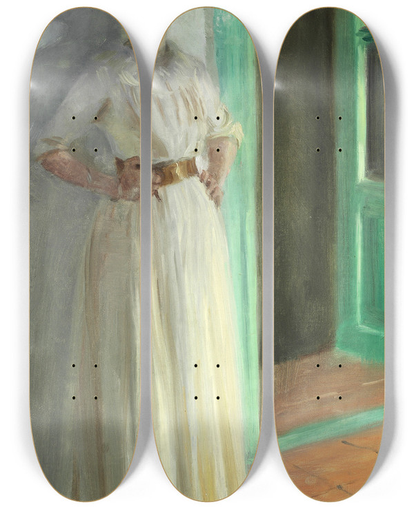 Triptych art skateboard deck of Peder Severin Kryer Portrt Af Marie Kryer by Peder Severin Kroyer (1851-1909)