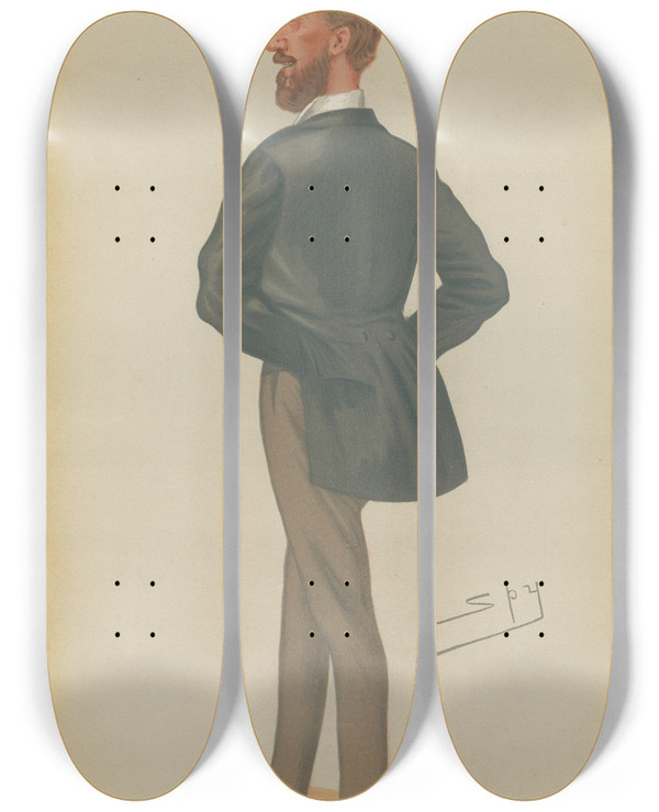 Triptych art skateboard deck of Leslie Matthew Ward Freemasons Younger Son Lord Henry Frederick Thynne May 26 1877 by Leslie Matthew Ward (1851-1922)