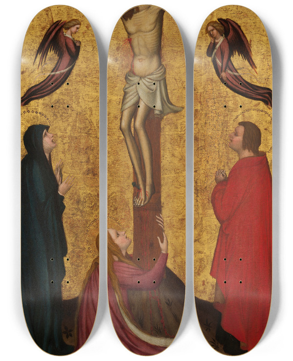 Triptych art skateboard deck of Stefano Da Verona The Crucifixion by Stefano da Verona (1379-1438)