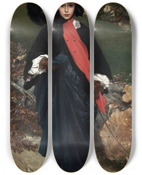 Triptych art skateboard deck of Frederic Leighton Portrait Of May Sartoris_1 by Frederic Leighton (1830-1896)