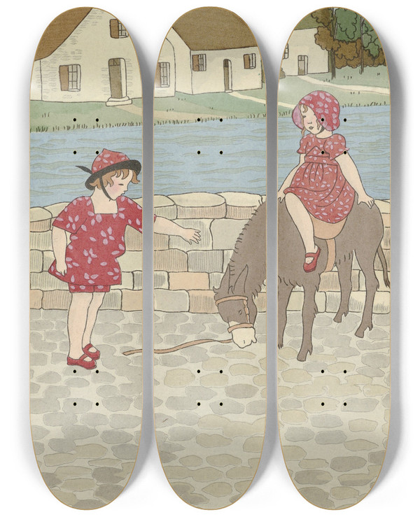 Triptych art skateboard deck of Monogrammist Mfn Robes De Toile Peinte_1 by Monogrammist Mfn