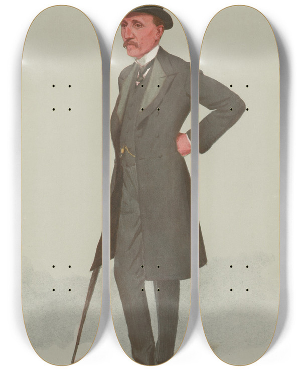 Triptych art skateboard deck of Leslie Matthew Ward Politicians Good Works The Earl Of Plymouth 5 April 1906 by Leslie Matthew Ward (1851-1922)
