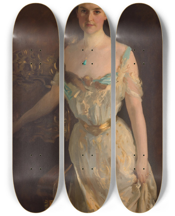 Triptych art skateboard deck of John Singer Sargent Ellen Sears Amory Anderson Curtis by John Singer Sargent (1856-1925)