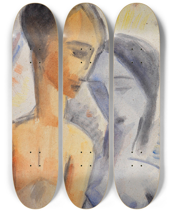 Triptych art skateboard deck of Dorothea Maetzeljohannsen Paar by Dorothea Maetzel-Johannsen (1886-1930)