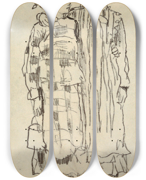 Triptych art skateboard deck of Winslow Homer Two Girls by Winslow Homer (1836-1910)