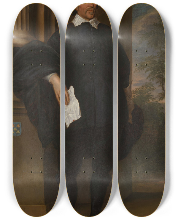Triptych art skateboard deck of Mattheus Verheyden Willem Kettingh D 1670 Chief Treasurer And Bailiff Of The Prince Of Orange by Mattheus Verheyden (1700-1776)